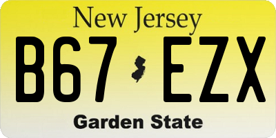 NJ license plate B67EZX