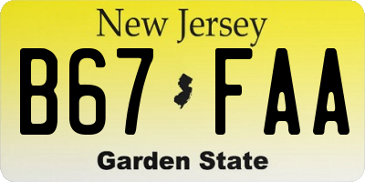 NJ license plate B67FAA