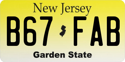 NJ license plate B67FAB