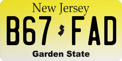 NJ license plate B67FAD