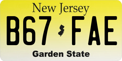 NJ license plate B67FAE