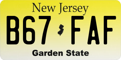 NJ license plate B67FAF
