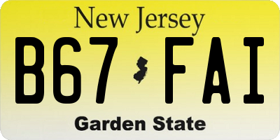 NJ license plate B67FAI