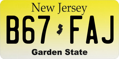 NJ license plate B67FAJ