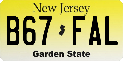 NJ license plate B67FAL
