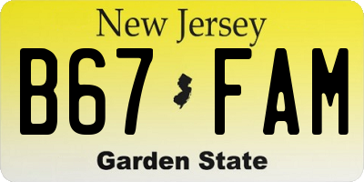 NJ license plate B67FAM