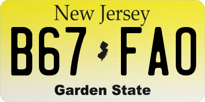 NJ license plate B67FAO