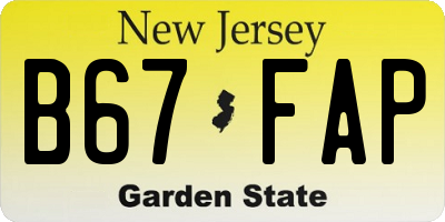 NJ license plate B67FAP