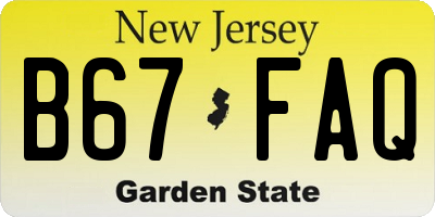 NJ license plate B67FAQ