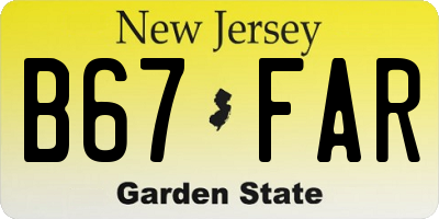 NJ license plate B67FAR