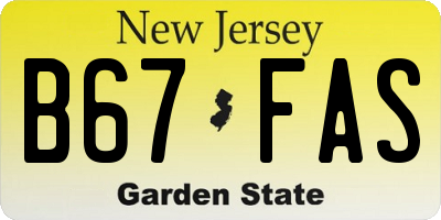 NJ license plate B67FAS