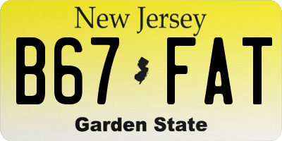 NJ license plate B67FAT