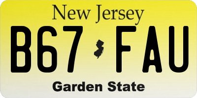 NJ license plate B67FAU