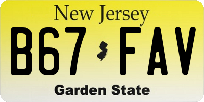 NJ license plate B67FAV