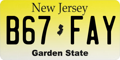NJ license plate B67FAY