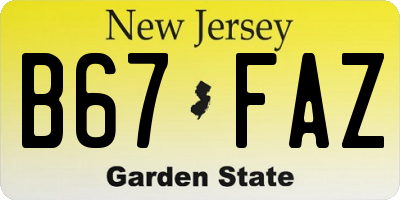 NJ license plate B67FAZ