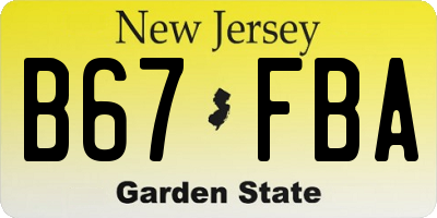 NJ license plate B67FBA