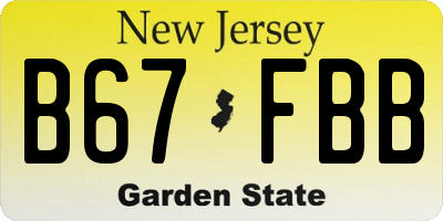 NJ license plate B67FBB