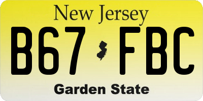 NJ license plate B67FBC