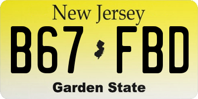 NJ license plate B67FBD