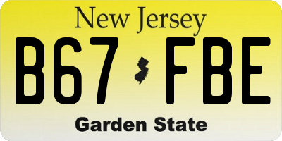 NJ license plate B67FBE