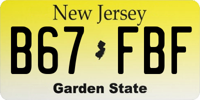 NJ license plate B67FBF