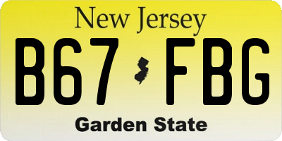 NJ license plate B67FBG