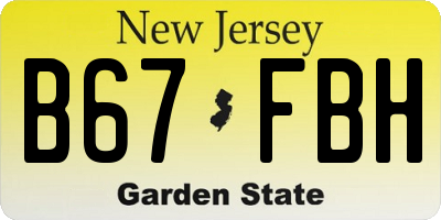 NJ license plate B67FBH