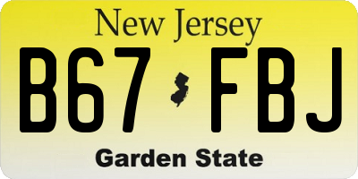 NJ license plate B67FBJ