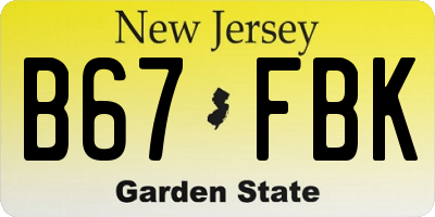 NJ license plate B67FBK
