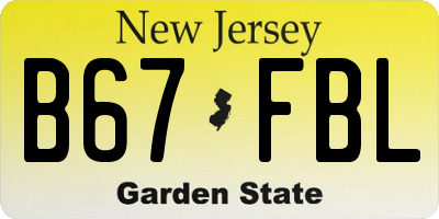 NJ license plate B67FBL