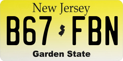 NJ license plate B67FBN