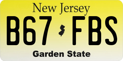 NJ license plate B67FBS