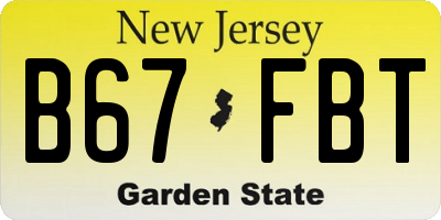 NJ license plate B67FBT