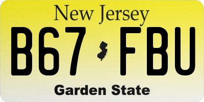 NJ license plate B67FBU