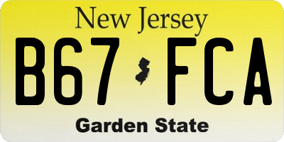 NJ license plate B67FCA