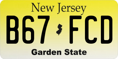 NJ license plate B67FCD