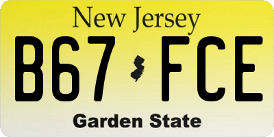NJ license plate B67FCE