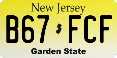 NJ license plate B67FCF