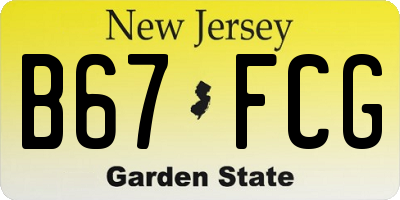 NJ license plate B67FCG