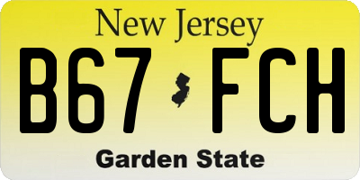 NJ license plate B67FCH