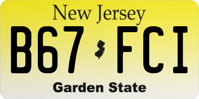 NJ license plate B67FCI