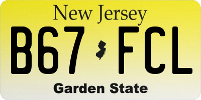NJ license plate B67FCL