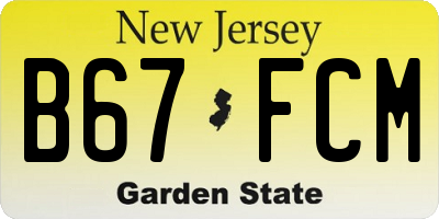 NJ license plate B67FCM