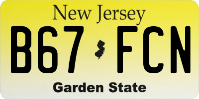 NJ license plate B67FCN