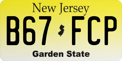 NJ license plate B67FCP