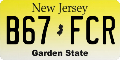 NJ license plate B67FCR