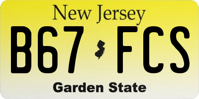 NJ license plate B67FCS