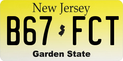 NJ license plate B67FCT