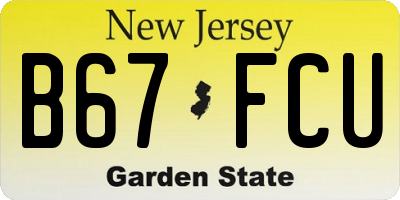 NJ license plate B67FCU